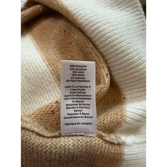 Talbots Petite Womens Striped Knit Sweater Size P Soft Turtle Neck Sequins - Picture 8 of 8